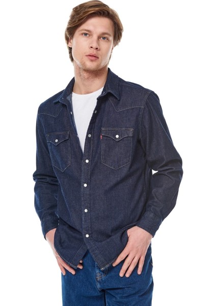 Classic Western Standard Red Cast Rinse Mavi Erkek Gömlek