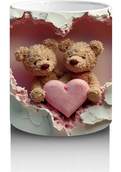 Kalp Çatlağından Bakan Çift Ayıcık – Baskılı Kahve Kupası modelleri