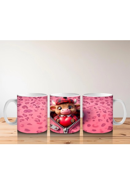 Kalpli Kutuyla Poz Veren Şapkalı Sevimli Buzağı – Baskılı Kahve Kupası indirimleri