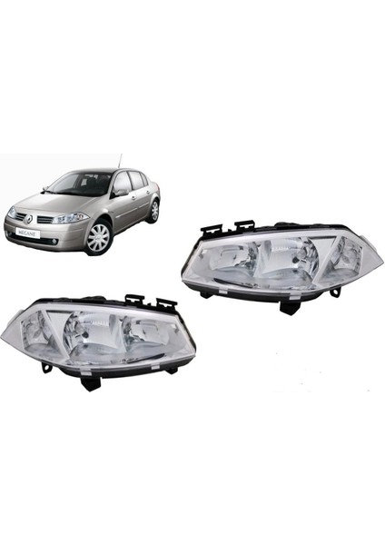 Megane 2 Sağ Sol Far (2 Adet) Takım Ayfar Merceksiz
