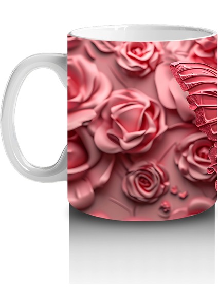 Gül Buketi Üzerinde Parlayan Kelebek – Baskılı Kahve Kupası fiyatları