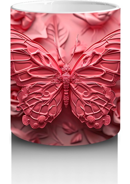 Gül Buketi Üzerinde Parlayan Kelebek – Baskılı Kahve Kupası modelleri