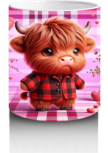 Pembe Kareli Fon Üzerinde Şapkalı Sevimli Kız Maskot – Baskılı Kupa Bardak modelleri