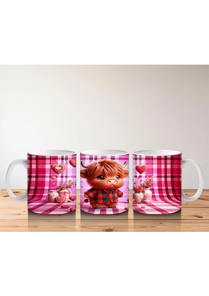 Pembe Kareli Fon Üzerinde Şapkalı Sevimli Kız Maskot – Baskılı Kupa Bardak indirimleri