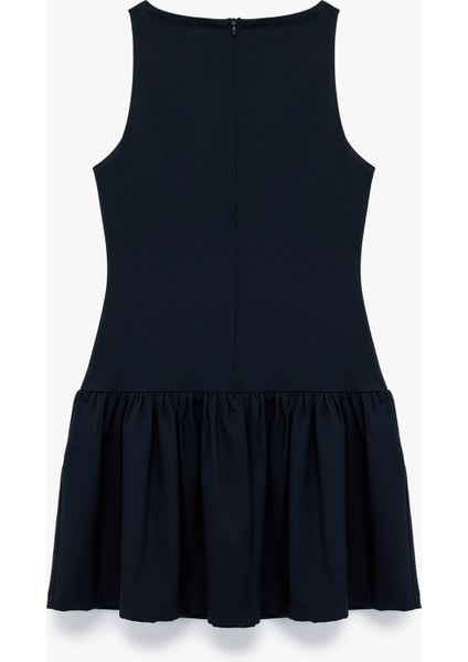 Kolsuz Bisiklet Yaka Slim Fit Fiyonklu Mini Elbise fiyatları
