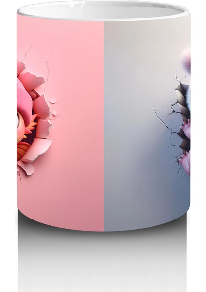 Pembe Bere Takmış Tilki Figürü - Baskılı Kahve Kupası modelleri