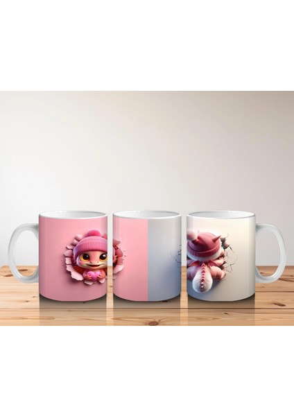 Pembe Bere Takmış Tilki Figürü - Baskılı Kahve Kupası indirimleri