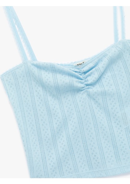 Pamuklu Ip Askılı Büzgülü Dokulu Slim Fit Crop Atlet modelleri