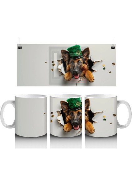 Şans Getiren Şapkalı Corgi Köpek - Baskılı Kahve Kupası