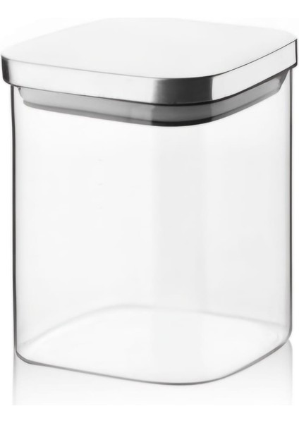 700 ml Kare Metal Kapaklı Cam Kavanoz KVN22