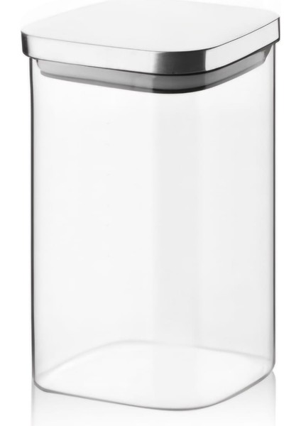 1100 ml Kare Metal Kapaklı Cam Kavanoz KVN23