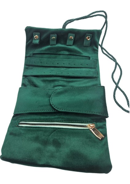 Yeşil Kadife Takı Çantası, Şık ve Kullanışlı Rulo Tasarım modelleri