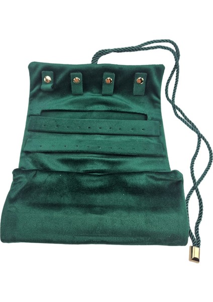 Yeşil Kadife Takı Çantası, Şık ve Kullanışlı Rulo Tasarım fırsatları