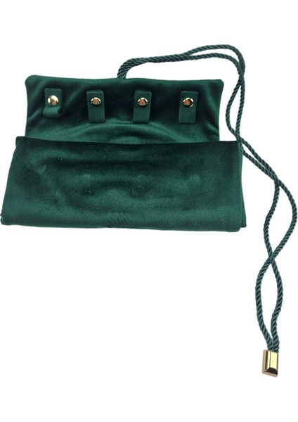 Yeşil Kadife Takı Çantası, Şık ve Kullanışlı Rulo Tasarım indirimleri