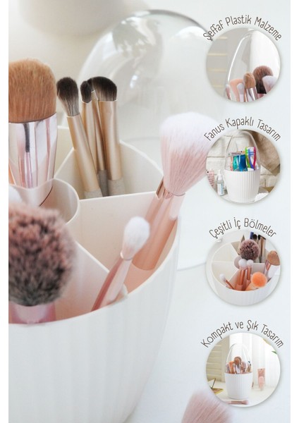 2'li Fanus Kapaklı 7 Bölmeli Makyaj Organizeri, Şık ve Kullanışlı Depolama Çözümü