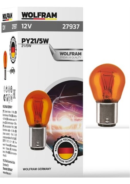 27937 - Ampul 12V P21W/5 BAY15D 1016 Ampul Sarı ( U.s.a Park )