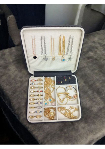 Büyük Boy Takı Düzenleyici Ahşap Saklama Kutusu Siyah 27×24