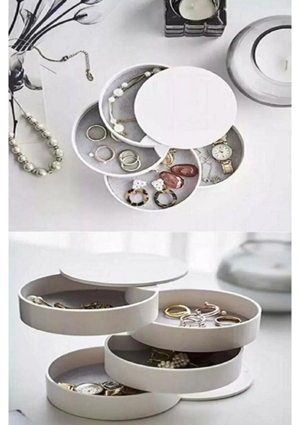 3'lü Kozmetik ve Takı Düzenleyici Seti, Beyaz Renkli Organizer modelleri