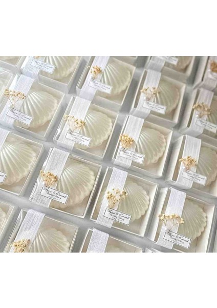 10 Adet Kutulu Istiridye Hediyelik Mum Süslemeli Yeni Sezon Söz Nişan Nikah Düğün Hediyelikleri