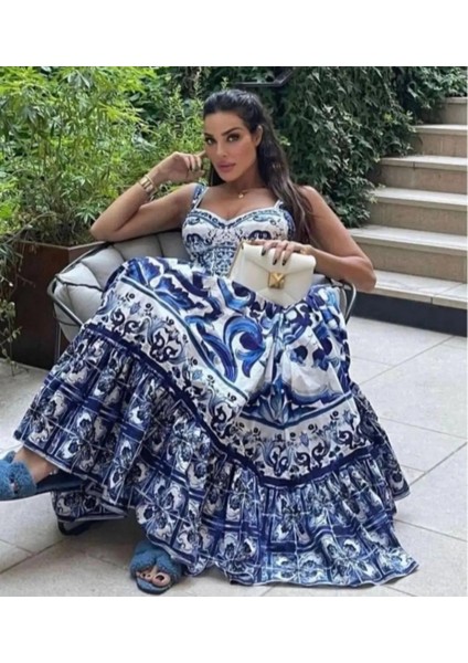 Desenli Elbise Krep Kumaş