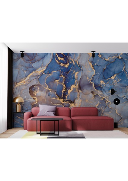 Mavi Mermer Desenli Duvar Kağıdı Modern Minimalist Tarzı Duvar Resmi Oturma Odası Duvar Posteri” modelleri