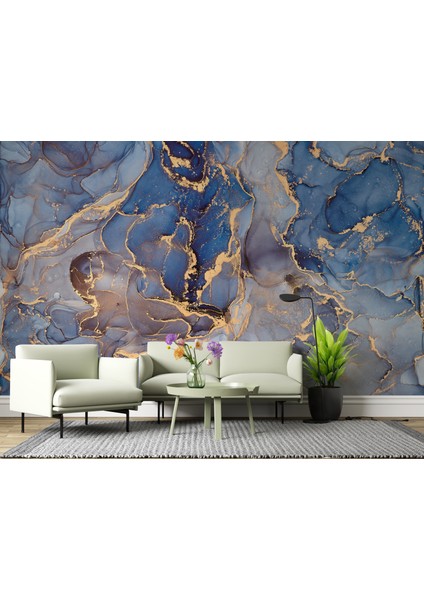 Mavi Mermer Desenli Duvar Kağıdı Modern Minimalist Tarzı Duvar Resmi Oturma Odası Duvar Posteri” fırsatları