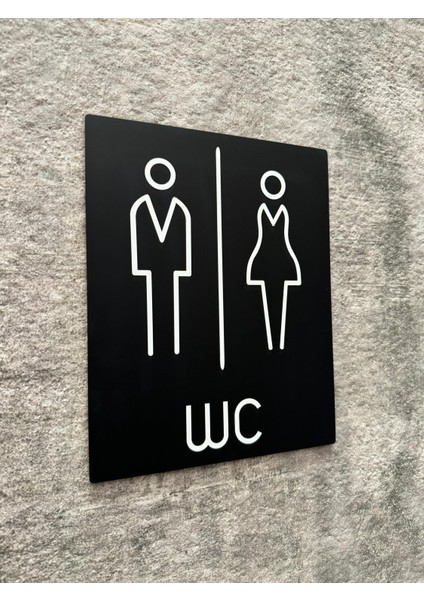 Mat Siyah Pleksi Wc Yönlendirme Levhası
