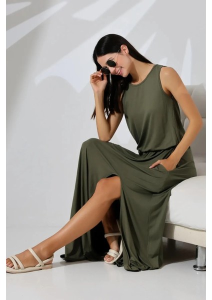 Beli Lastikli Yırtmaçlı Askılı Elbise fiyatları