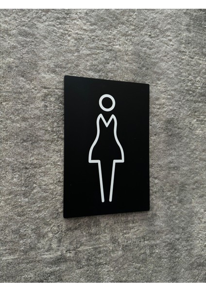 Mat Siyah Pleksi Kadın Wc Yönlendirme Levhası