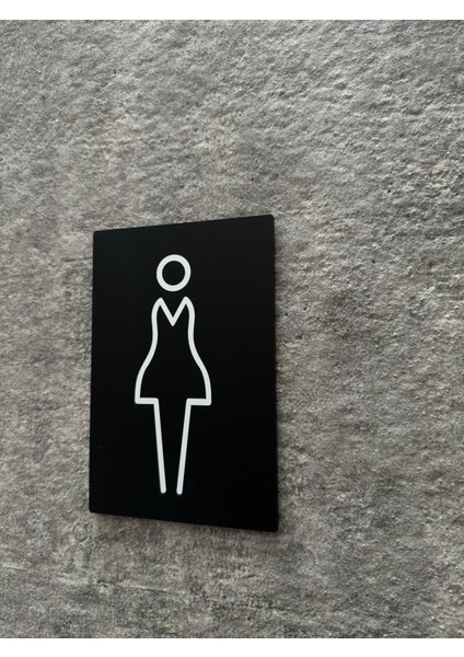 Mat Siyah Pleksi Kadın Wc Yönlendirme Levhası modelleri