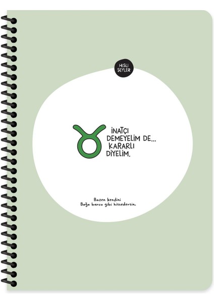 Burçlar Serisi 16,5X22,5 Kareli Spiralli Stickerli Defter - Inatçı Demeyelim De Kararlı Diyelim