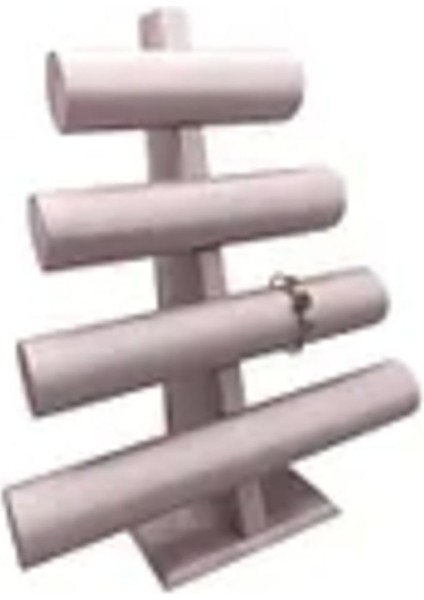 Pembe Deri Kumaş Bilezik Sergileme, 38X33 Cm, 4'lü T Model, Şık ve Kullanışlı