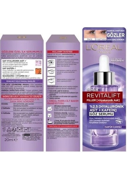 Loreal Paris Revitalift Filler Göz Serumu 20 ml fiyatları