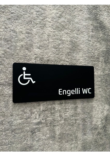 Mat Siyah Pleksi Engelli Wc Yönlendirme Levhası modelleri