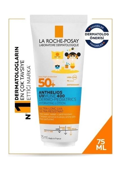 Anthelios Dermo Pediatrics UVMUNE400 SPF50+ Hassas Ciltler ve Çocuklar Için Güneş Koruyucu Vücut Sütü 75 ml fiyatları