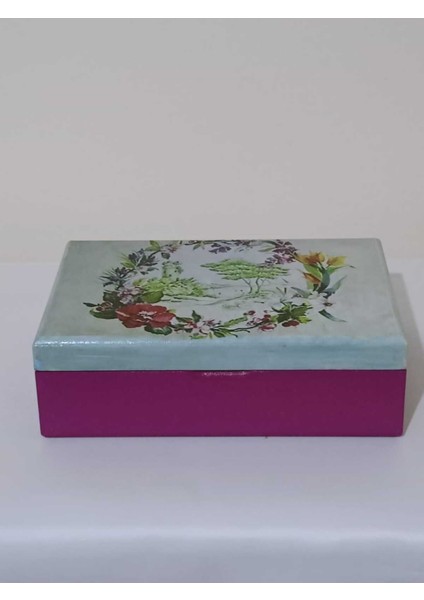 Erguvan Ahşap Dekoratif Kutu, Yılbaşı ve Hediyelik Takı Aksesuar Saklama 22,5X16,5X7,5 cm