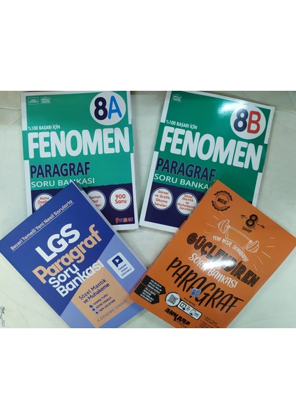 8.sınıf Lgs Güçlendiren+Fenomen A-B +Tudem Paragraf Soru Bankası 4 Kitap