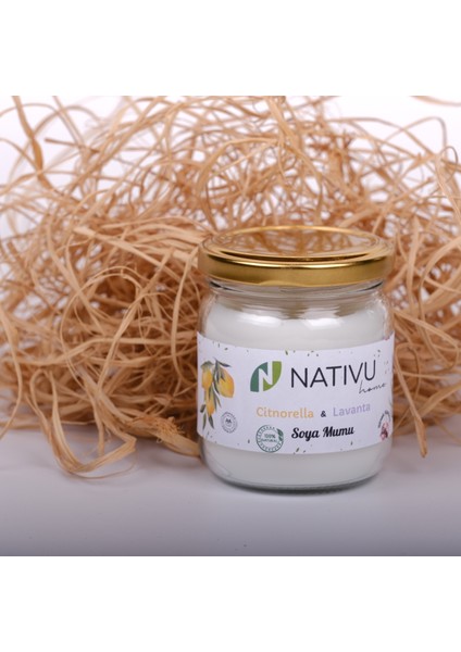Doğal Sinek Kovucu Soya Mumu – Citronella & Lavanta – 210 ml | %100 Bitkisel, Kimyasal Içermez, Iç ve Dış Mekan Kullanımına Uygun