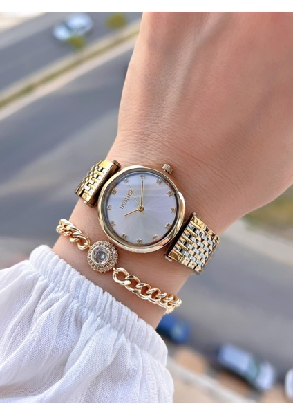 Çelik Kordon 2 Yıl Garantili 30 mt Suya Dayanıklı Kadın Kol Saati+Bileklik HM.B24513S.3 fiyatları