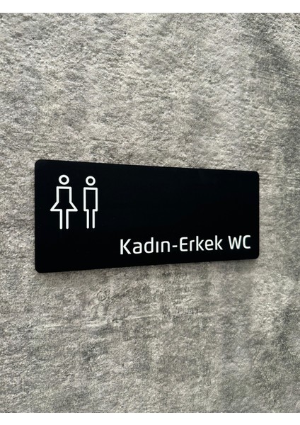 Mat Siyah Pleksi Kadın-Erkek Wc Yönlendirme Levhası