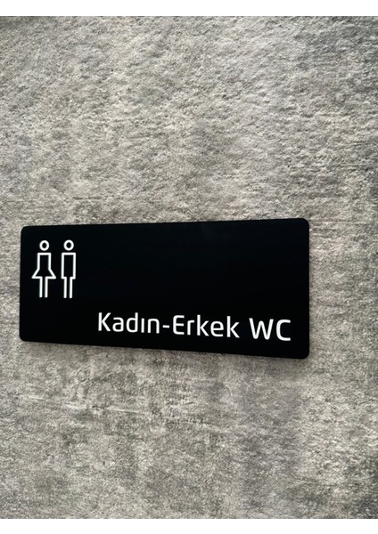 Mat Siyah Pleksi Kadın-Erkek Wc Yönlendirme Levhası fiyatları
