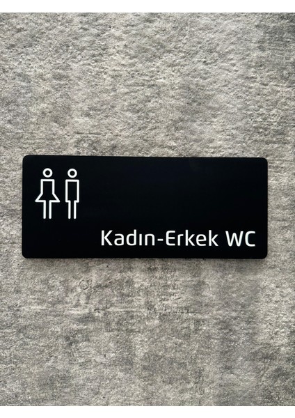 Mat Siyah Pleksi Kadın-Erkek Wc Yönlendirme Levhası modelleri