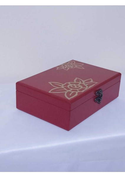Bordo Ahşap Dekoratif Takı ve Aksesuar Kutusu 15X22X7 cm fiyatları