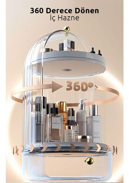 Beyaz 360° Dönen Çekmeceli Kozmetik ve Takı Organizer Standı fırsatları