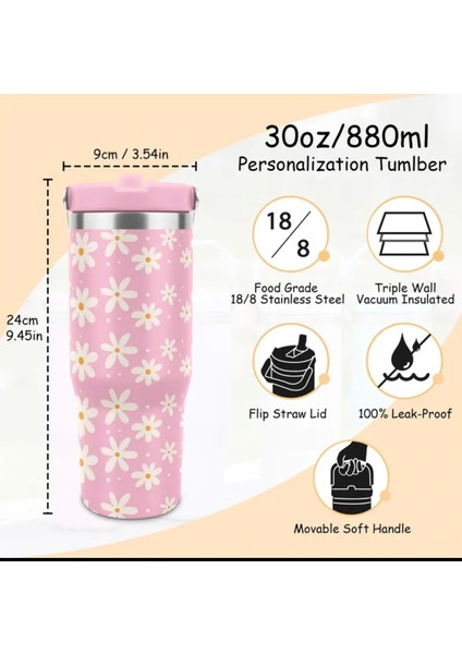 Daisy The Iceflow Flip Straw Pipetli Termos Bardak| 30 Oz (0,89LT) Pipetli Quencher Termos modelleri