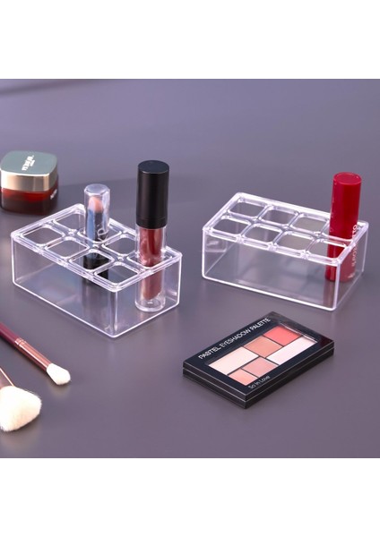 Turuncu 2'li Akrilik Mini Ruj ve Makyaj Organizer Seti, Şık ve Kullanışlı Tasarım