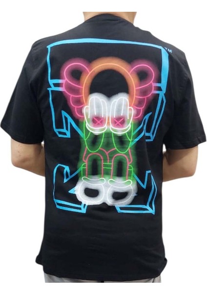 Erkek Yuvarlak Yakalı Yazılı Baskılı Kısa Kollu Siyah Tişört Ety-Wht fırsatları