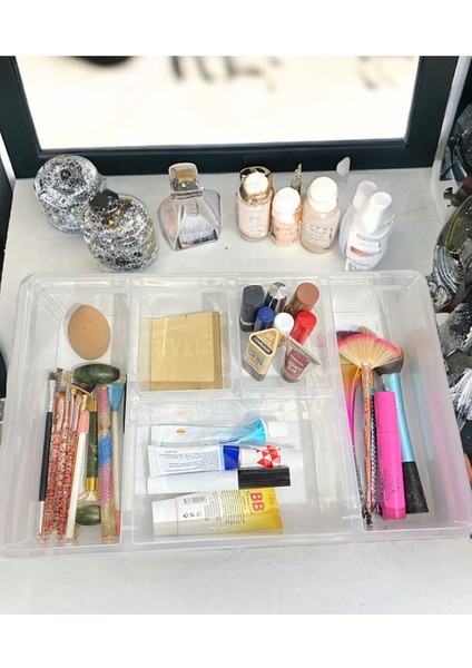 Beyaz 2'li 5 Bölmeli Çekmece İçi Düzenleyici, Kapaklı, Takı ve Makyaj Organizer fırsatları