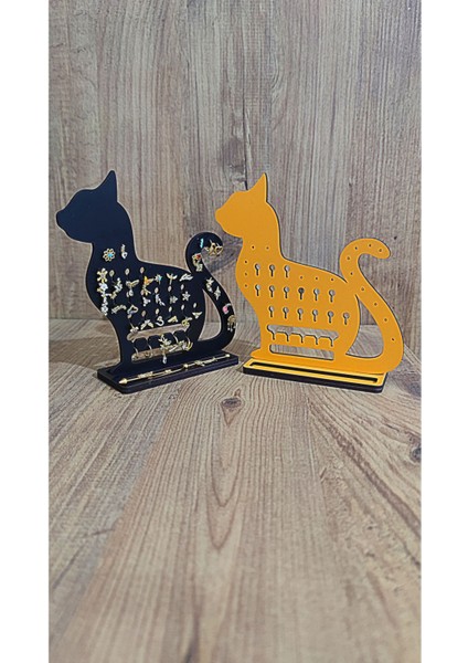 Turuncu Kedi Takı Standı, Takı ve Piercing Organizeri, 3'lü Set