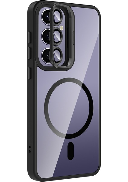 Samsung Galaxy S25 Plus Kılıf Standlı ve Kamera Lens Hediyeli M-Safe Şarj Özellikli Zore Etro Kapak + Nano Ekran Koruyucu modelleri